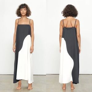 Mara Hoffman Philomena Two-Tone Cotton Voile Maxi Dress Black/Cream size L